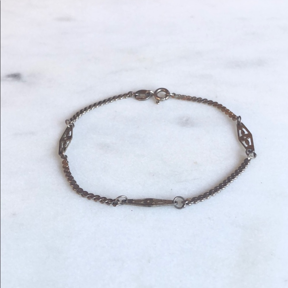 Vintage | .925 Silver Linked Chain Bracelet | 7.5”
